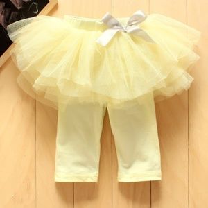 🌸 Baby Tulle Skirt Leggings Yellow Party Pants 🌸